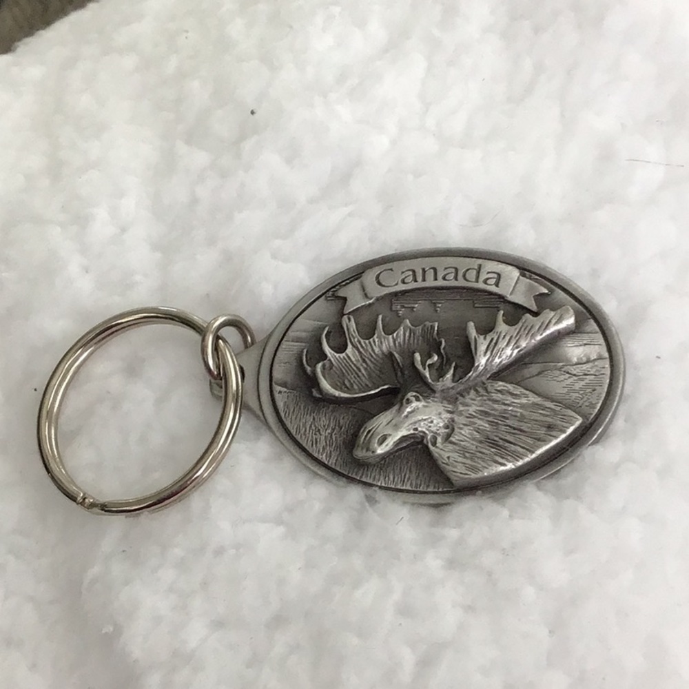 Vintage Solid Pewter Canada Key Ring - image 1